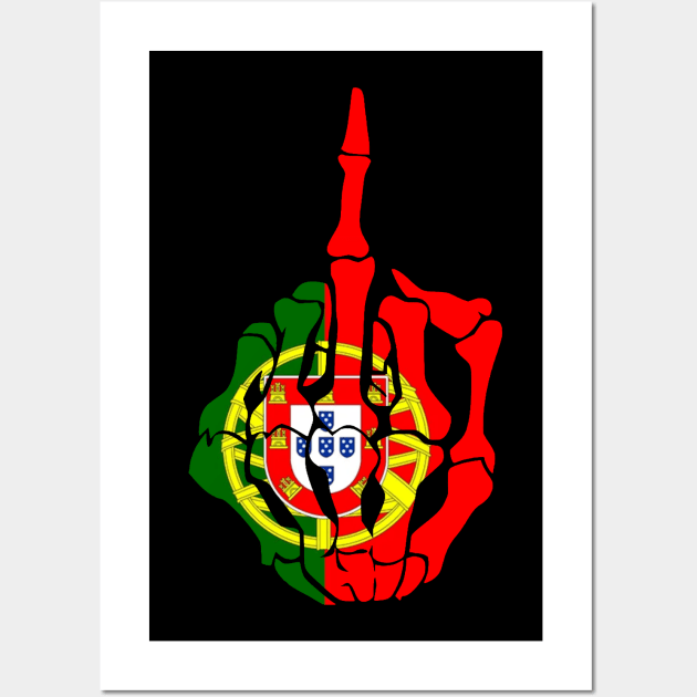 Skeleton Middle Finger Portugal Flag T-Shirt Wall Art by GoodSirWills Place